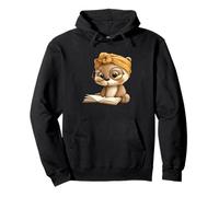 Baby Otter Open Book Reading Animal Lover Graphic Round Pullover Hoodie
