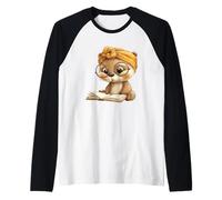 Baby Otter Open Book Reading Animal Lover Graphic Round Raglan Baseball Tee