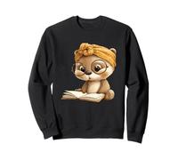 Baby Otter Open Book Reading Animal Lover Graphic Round Sweatshirt