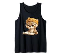Baby Otter Open Book Reading Animal Lover Graphic Round Tank Top