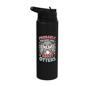 Baby Otter Probably Thinking About Otters Funny Animal Art Stainless Steel Insulated Water Bottle