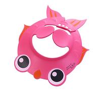 Baby ounona Adjustable Shampoo Bath Shower Cap Wash Hair Shield Protect HatWith Goldfish Pattern Ear Protection Plugs (Pink)