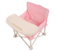 Baby Outdoor Chair, Anti Slip Portable Folding Baby Booster Detachable Tray High Carbon Steel Frame Portable Baby for Camping 13 X 13 X 16.1in (Roseate)