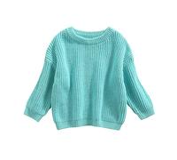 Baby Oversized Knitted Jumper Girls Boys Winter Ribbed Knit Sweater Chunky Pullover Long Sleeve Knitwear Top Soft Unisex Toddler Baby Clothes Autumn Outwear (A 01- Light Blue, 3-4 Years)