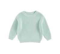 Baby Oversized Knitted Jumper Girls Boys Winter Ribbed Knit Sweater Chunky Pullover Long Sleeve Knitwear Top Soft Unisex Toddler Baby Clothes Autumn Outwear (Light Lake Blue, 6-9 Months)