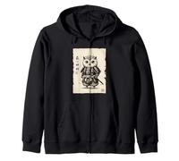 Baby Owl Samurai Japanese Art Sumi-e Kawaii Funny Zip Hoodie