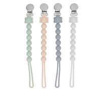 Baby Pacifier Chain, 4pcs Baby Pacifier Chain Prevent Off Firmly Clamp Soft Silicone Pacifier Clip White Grey Green Pink, Pacifier Clip Holder