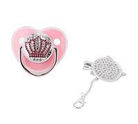 Baby Pacifier Rhinestone Crown Ultra Soft Silicone Bpa Without Safe Infant Dummy Pacifier Size M Suitable for Babies from 6 to 18 Months (Pink)