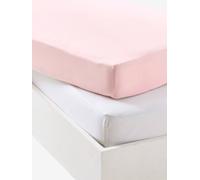 Baby Pack of 2 Fitted Sheets in Stretch Jersey Knit light pink