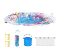 Baby Paddling Pool | Beach Puddle Pool Toddler | 2-i n-1 Kiddie Pools and Beach Blanket with Storage Bag,Bucket and Ground Nails | Foldable Beachs Mat for Summer Vacation Trip