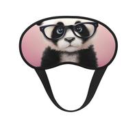 Baby Panda with Glasses Sleep Mask for Side Sleeper, Blackout Sleep Eye Mask Comfortable Blindfold Eyeshade Soft Breathable Sleeping Mask with Elastic Strap Silk Eye Covers for Travel