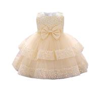 Baby Party Dress Elegant Puffy Sequin Tulle Girls Festival Birthday Pageant Princess Gown Champagne 18-24 Months