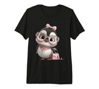 Baby Penguin Kawaii Character Pink Leopard Square Glasses Premium T-Shirt