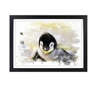 Baby Penguin V3 Framed Print | A2 Black Framed Wall Art | Ready to Hang | Modern Nature Picture | Living Room Bedroom Lounge Office