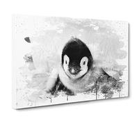 Baby Penguin V4 Canvas Print | Gallery Wrapped 30mm Frame Wall Art | 24x16 inches | Ready to Hang | Modern Animals Picture | Living Room Bedroom Lounge Office