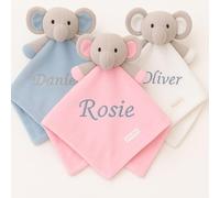 Baby Personalised Elephant Comforter Blanket Soft Snuggly Animal Design (Pink Elephant)