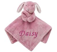 Baby Personalised Rabbit Comforter Blanket Soft Snuggly Animal Design (Dusky Pink)