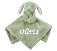 Baby Personalised Rabbit Comforter Blanket Soft Snuggly Animal Design (Sage Green)