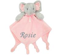Baby Personalised Sensory Elephant Comforter Blanket Soft Snuggly Animal Design (Pink Knotted Elephant)