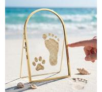 Baby & Pet Keepsake Frame, Tabletop Double Glass Brass Frame for Pressed Flowers,Baby Hand and Footprint Kit,Arched Floating Artwork Display Frames with Locket Closure for Photo,Picture (M(5x7in))