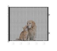 Baby & Pet Safety Fence, Anti-Climb Jump Thickened Net, Auto-Retractable, No-Drill with Hooks & Cable Ties, Perfect for Staircase, Hallway, Living Room to Block Forbidden Zones