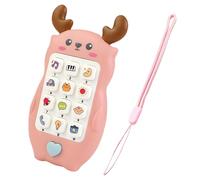 Baby Phone Toy for 1 Year Old Girls and Boys, Interactive Learning Toy with Numbers with Lanyard, Animal Sounds, Lullabies and Detachable Teether Toddler Educational Gift for 6-18 Month Olds (Deer)