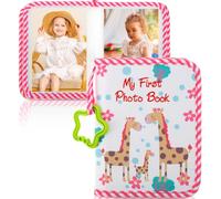 Baby Photo Album Baby Memory Book Soft Cloth Book Family First Year Memory Photo Book Album Cute My First Photo Book for Family Newborns Shower Party Favors(pink)
