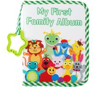 Baby Photo Album Book Holds 17 4x6 Pictures, Baby's First Soft Cloth Family Photo Book with Star Hooks, Fabric Kid Memory with Children's Safety Mirror for Family Newborn Babies Shower (Green)