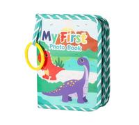 Baby Photo Album Fits 17 6x4 Pictures - Soft Cloth My First Photo Book Baby Memory Book with Mirror, Family First Year Memory Photos Ideal Newborns Gift for Boys & Girls (Dinosaur Design)