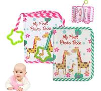 Baby Photo Album Holds 17 6x4 Pictures, 2 Pack Baby's My F irst Photo Album, Soft Cloth Cartoon Giraffe Family First Year Memory Photo Book Album, Baby Shower Gif-t for Babys Kids Family Pictures