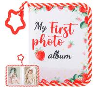 Baby Photo Album Holds 17 6x4 Pictures, My First Soft Cloth Family Photo Book with Hook Mirror, Fabric Kid Memory Keepsake Gift for Baby Shower Newborn Party Toddler Kids Girls Boys (red)
