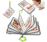 Baby Photo Album Holds 17 Pcs 16.5×11cm Photos, My First Family Album with Hook and Mirror, Fabric Kid Memory Keepsake Gift, Soft Photo Cloth Book for Newborn Toddler and Kids, Baby Memory Books
