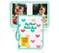 Baby Photo Album Holds 21 6x4 Photos, My First Photo Book for Baby or Toddlers, Love" Babys Photo Album Soft Cloth Family Book, Cute Book Gift for Babies Shower Newborns Family Photos (Green)