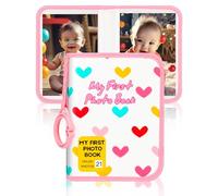 Baby Photo Album Holds 21 6x4 Photos, My First Photo Book for Baby or Toddlers, Love" Babys Photo Album Soft Cloth Family Book, Cute Book Gift for Babies Shower Newborns Family Photos (Pink)