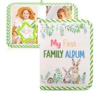 Baby Photo Album My First Photo Album Baby Memory Book Bright Color Soft Cloth Unisex Kids' Personalized Photo Albums Holds 4X6 Inch Pictures for Family Newborn Toddlers Shower (light green)