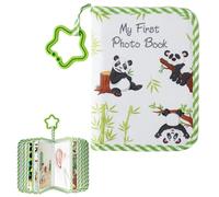 Baby Photo Album Soft Cloth Baby Memory Photo Album with Mirror Cute Toddler Family Memory Book Present 4X6" Pictures Kid Personalized Keepsake Gifts for Babies Shower Newborn Toddler (Panda)