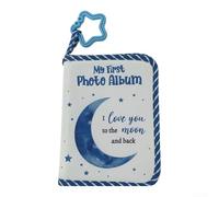Baby Photo Album Synthetic Leather Memory Book with Moon Stars Design Infant Keepsake for Organizing Newborn Growth Photos Neutral First Year Baby Shower Gifts