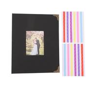 Baby Photo Album with Front Window, DIY Scrapbook Baby Keepsake Book, Thick Black Pages, Elegant Design Photo Album for Baby Memories (Black)