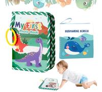 Baby Photo Album with Soft Baby Books, Dinosaur My First Photo Album for Baby, Soft Cloth Holds 17 Photos Baby Memory Book for Family Newborns Toddlers Baby Shower Party Favors