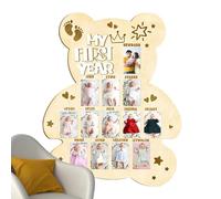Baby Photo Board | Photo Frame for Baby Shower,Cute Wooden Picture Frame for First Birthday Adoption Day Celebration Foster Families Travel Memory Preservation