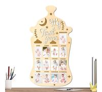 Baby Photo Board | Toddler Growth Photo Frame - Cute Wooden Picture Frame for First Birthday Adoption Day Celebration Foster Families Travel Memory Preservation