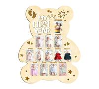 Baby Photo Board - Wooden Material, Toddler Growth Frame | Cute Milestone Picture With Memory Preservation Feature, Perfect For First Birthday, Adoption Day, Foster Families, Travel, Shower, Home Deco