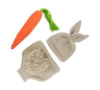 Baby Photography Costume Set Rabbit Woolen Knit Props for Newborn | Hand Crocheted Outfit Hat and Carrot, Family Photo and Birthday Party Use