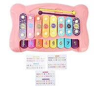Baby Piano Xylophone Toy Multicolored Keyboard Musical Instrument Educational Learning Toy for Infants Toddlers ABS Material Eight Tone Hand Knocking Piano with Sticks (Pink)