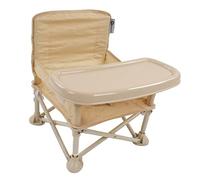 Baby Picnic Chair, Portable Infant Training Chair Outside Foldable High Reliability Dining Chair with Safety Belt for Nursling Trottie Standard Beige
