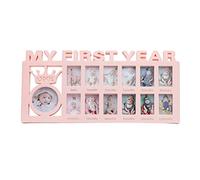 Baby Picture Frames, 12 Months My First Year Photos Frame Multi-Photo Photo Moments Keepsake Picture Frame Girls Boys Photo Impression Kit Album Newborn Baby Shower Frame Birthday Memories Gift