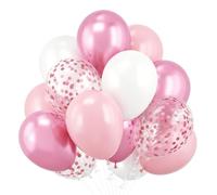 Baby Pink And White Balloons,White Metallic Pink Balloons for Girls,30 Pack