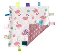 Baby Pink Comforter Blanket with Tag - Flamingo Animal Security Blanket with Plain Pink Textured Underside