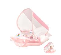 Baby Pink Float Pool With Canopy Swim Float 6-24 Months,Unicorn Baby Float with Shade Newborn Floats for Swimming, Inflatable Rubber Pool Ring Seat Swimming for Babies Girls toddlers
