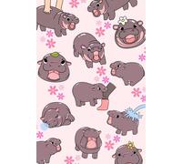Baby Pink Moo-Deng Notebook: 6 x 9 inch | 120 pages | Kawaii baby pygmy hippo Journal with blank lined pages - cute baby animal, Thailand zoo animals for kids, girls, women and students